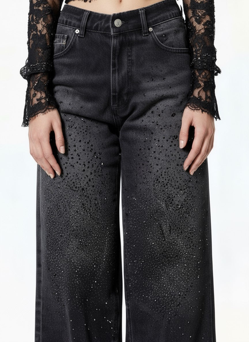 JEANS STRASS JANA 657P NERO MOTEL