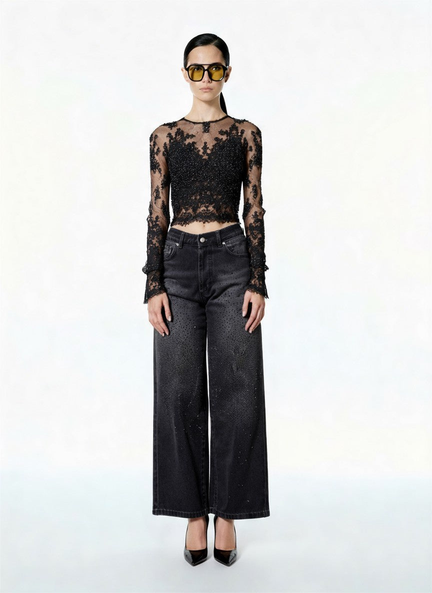 JEANS STRASS JANA 657P NERO MOTEL