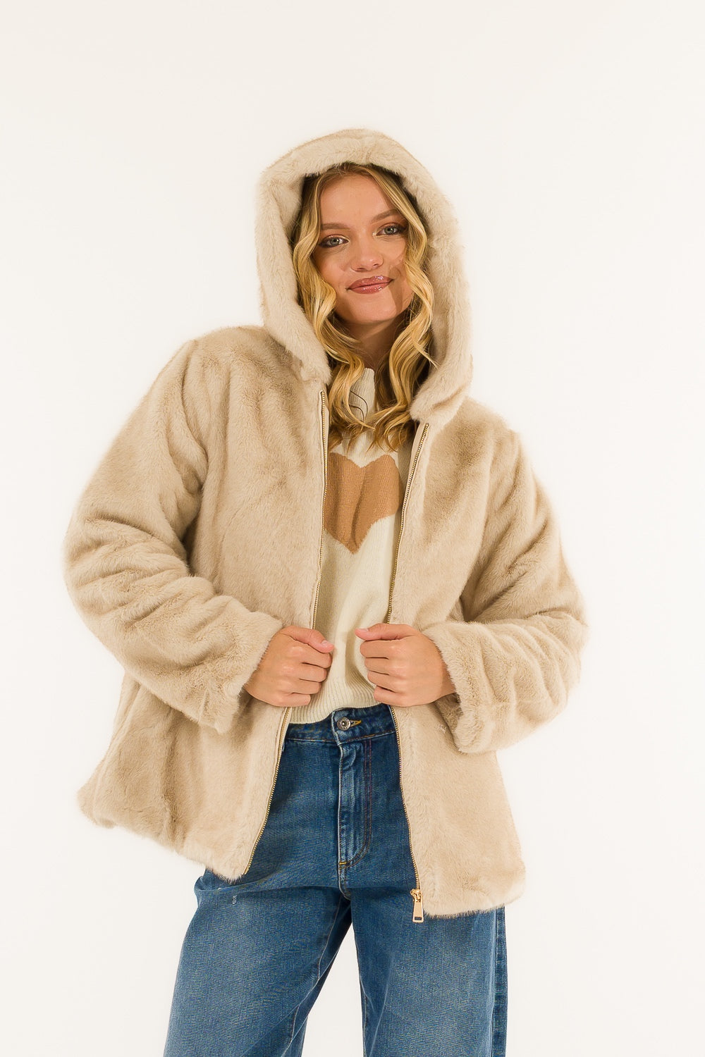 PELLICCIA ECO CAPPUCCIO SV400C BEIGE KONTATTO