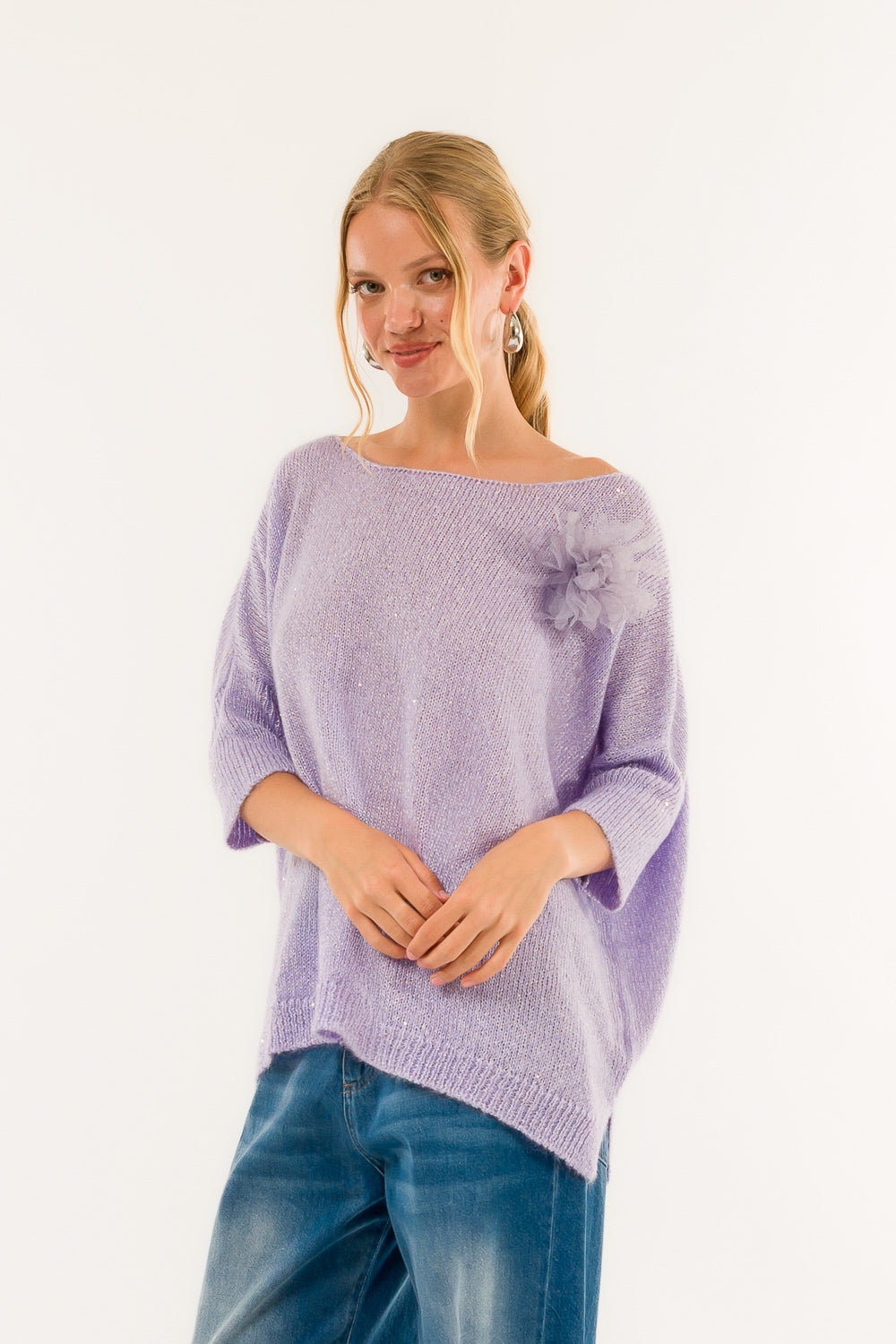 MAGLIA SCOLLO 3M0975C LILLA/LILAC KONTATTO