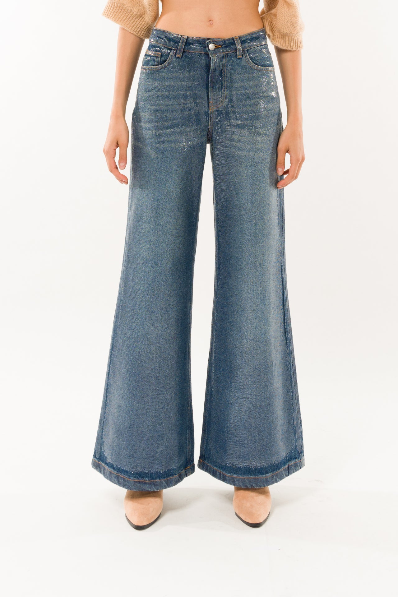 JEANS FLARE VITA ALTA SQUAMA FIT ALICIA KONTATTO.