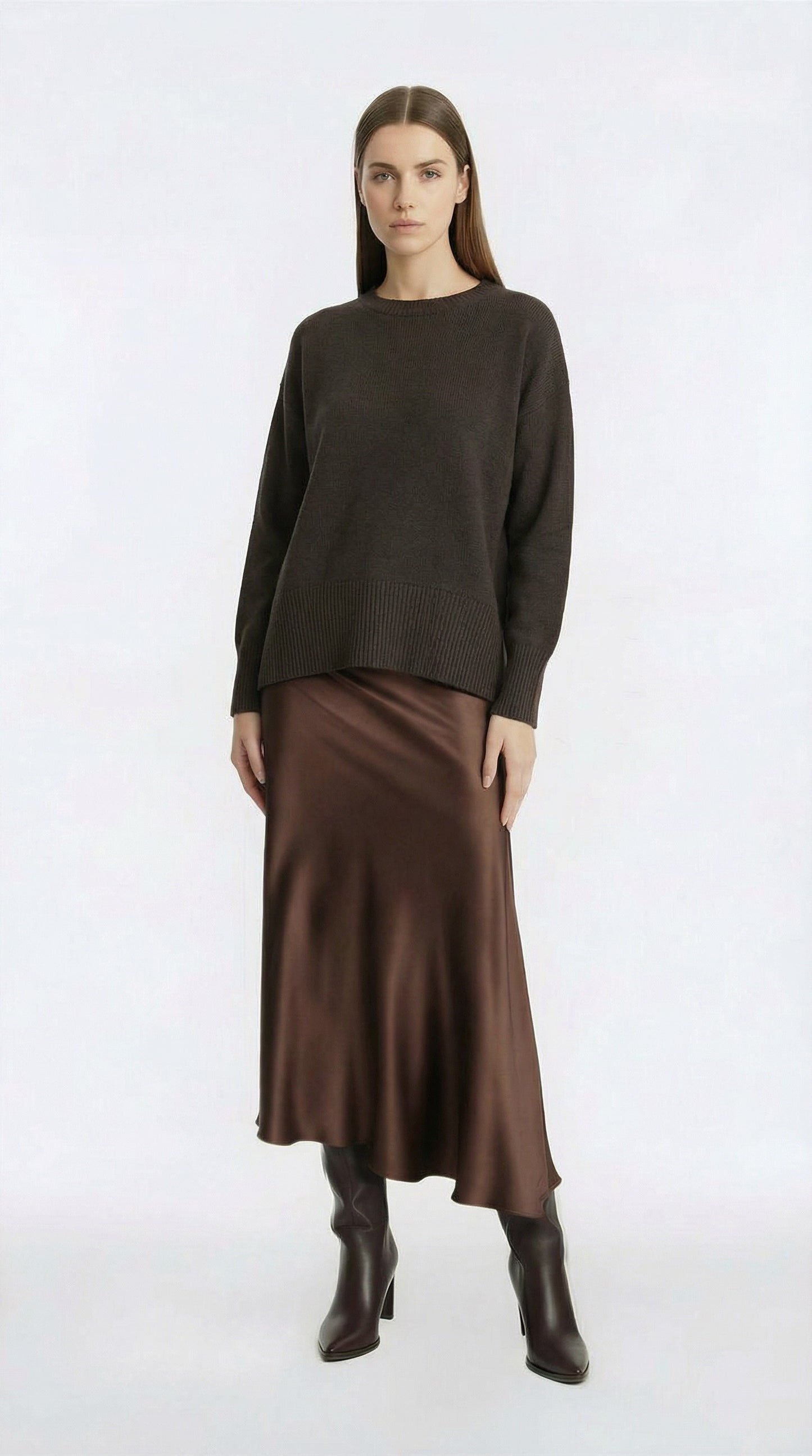 MAGLIA GIROCOLLO IN MISTO CASHMERE CAFFE' 64540AI25 VISONE TENSIONE IN.