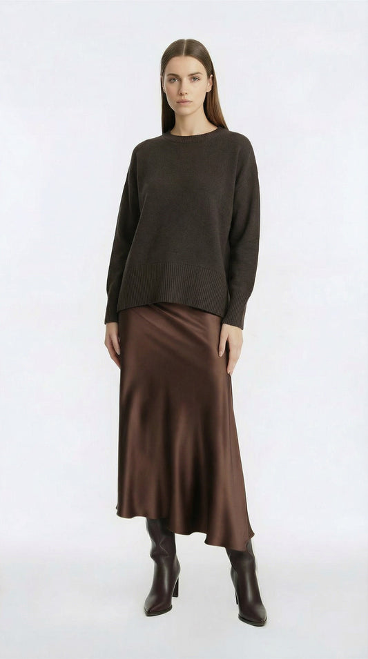 MAGLIA GIROCOLLO IN MISTO CASHMERE CAFFE' 64540AI25 VISONE TENSIONE IN.