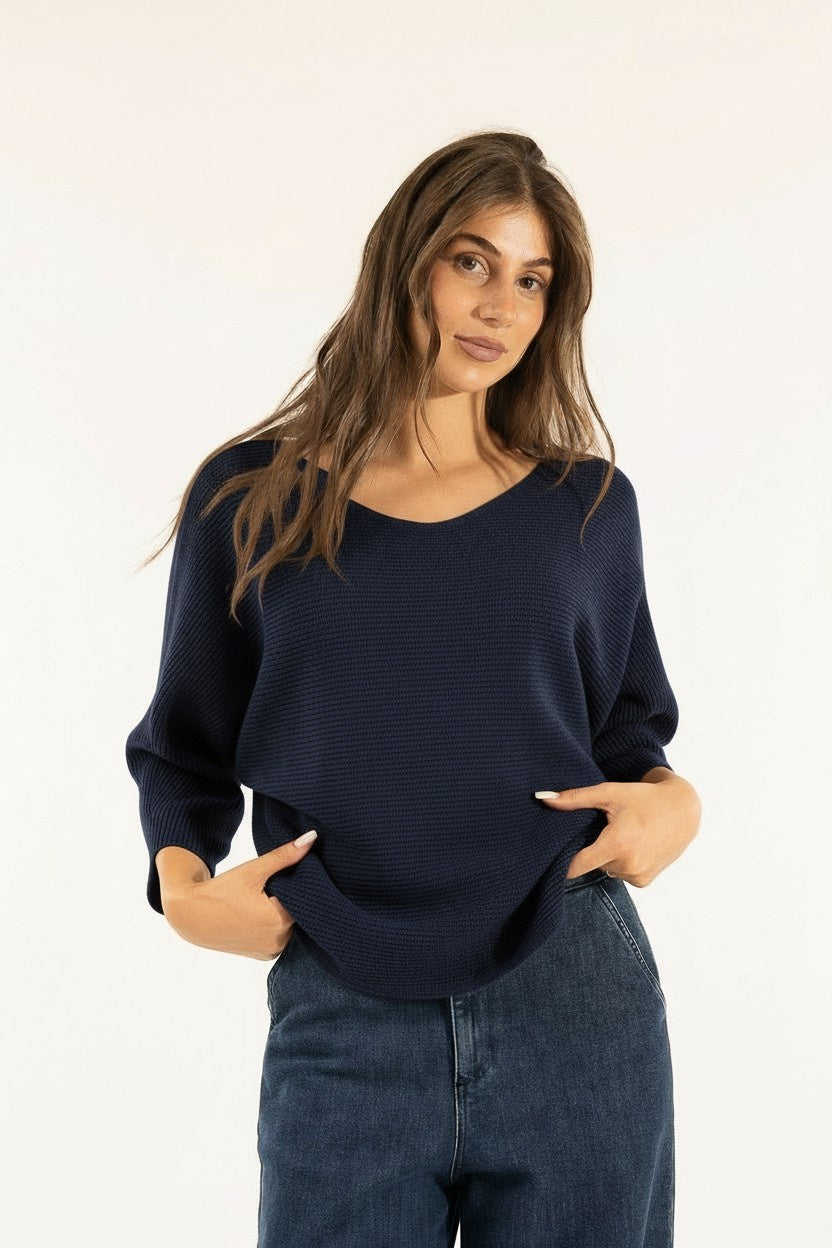 MAGLIA KIMONO 3M0852CN KONTATTO BLU