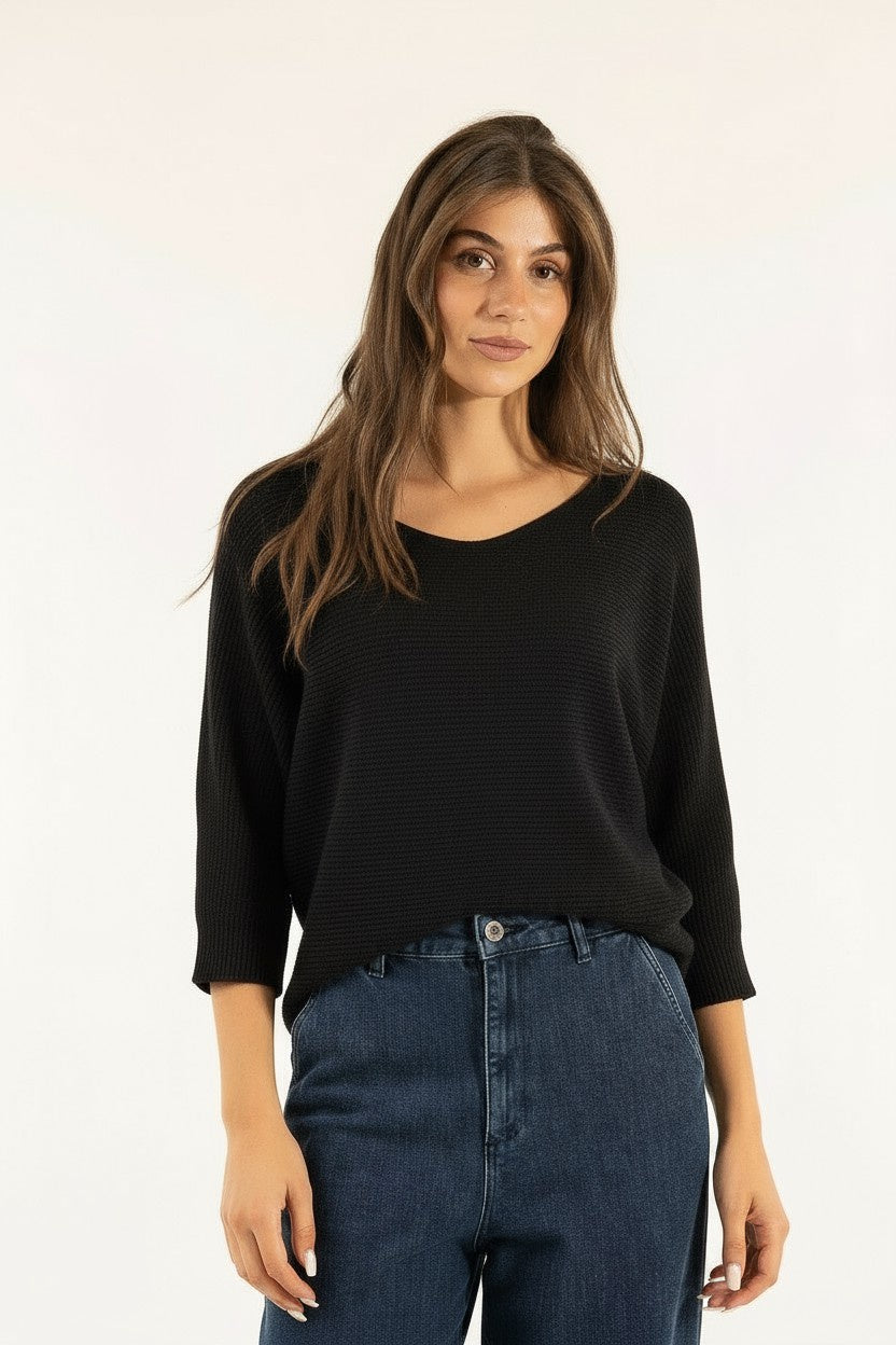 MAGLIA KIMONO 3M0852CN KONTATTO NERA