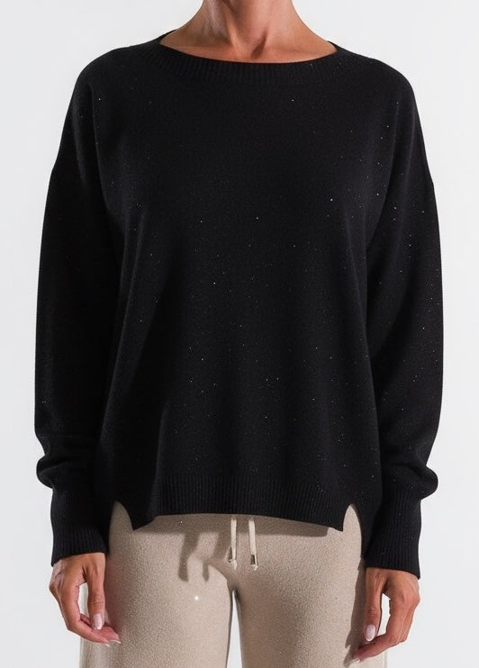 Maglia Girocollo Paillettes NERA KONTATTO