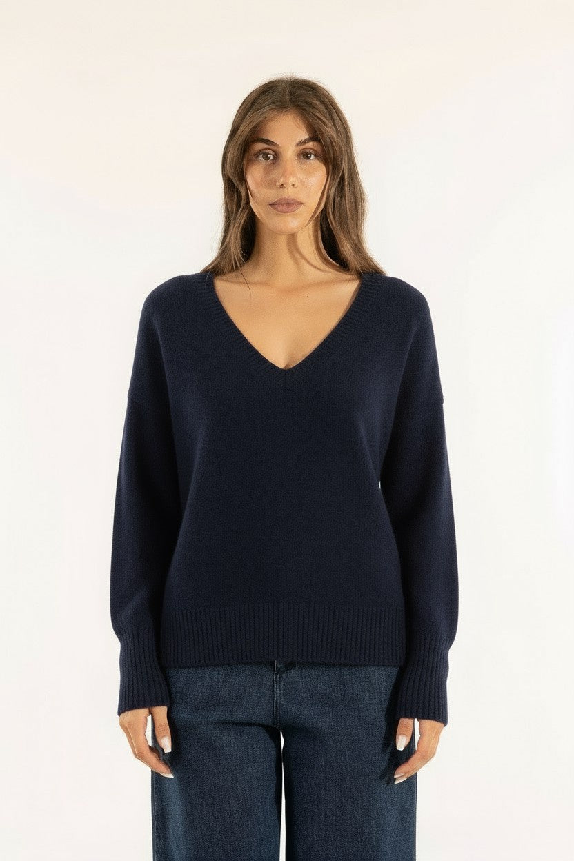 MAGLIA SCOLLO V 3M0842C BLU KONTATTO