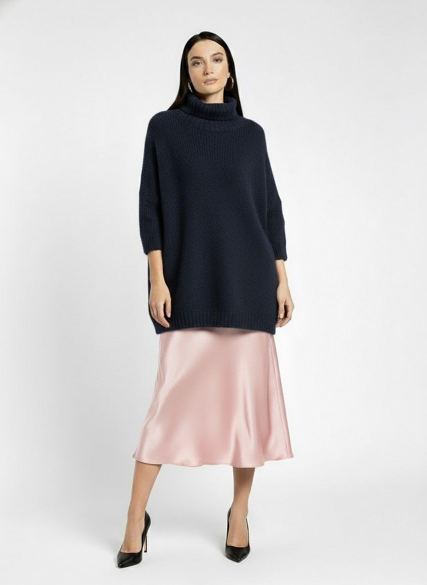 MAGLIA OVERSIZE COLLO ALTO M3025889 BLU IMPERIAL.