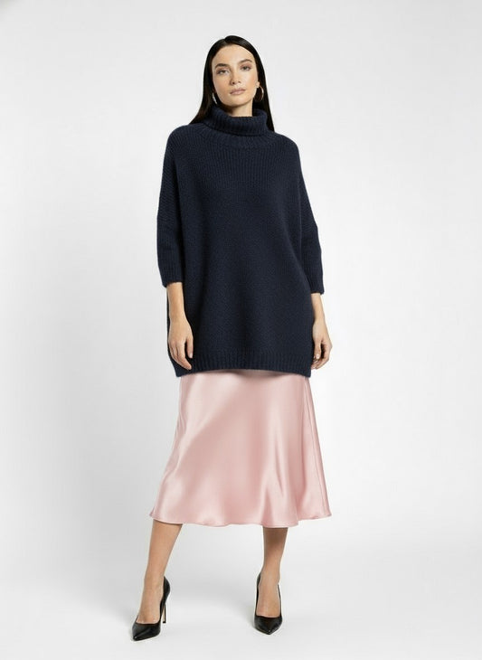 MAGLIA OVERSIZE COLLO ALTO M3025889 BLU IMPERIAL.