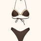 Bikini Donna Me Fui Triangolo con Slip Americano Fisso Marrone SW0430-BN