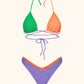 Bikini Donna Me fui Triangolo con Slip Fisso Color Block 0650-LC