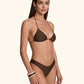 Bikini Donna Me Fui Triangolo con Slip Americano Fisso Marrone SW1907-BN