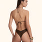Bikini Donna Me Fui Triangolo con Slip Americano Fisso Marrone SW1907-BN