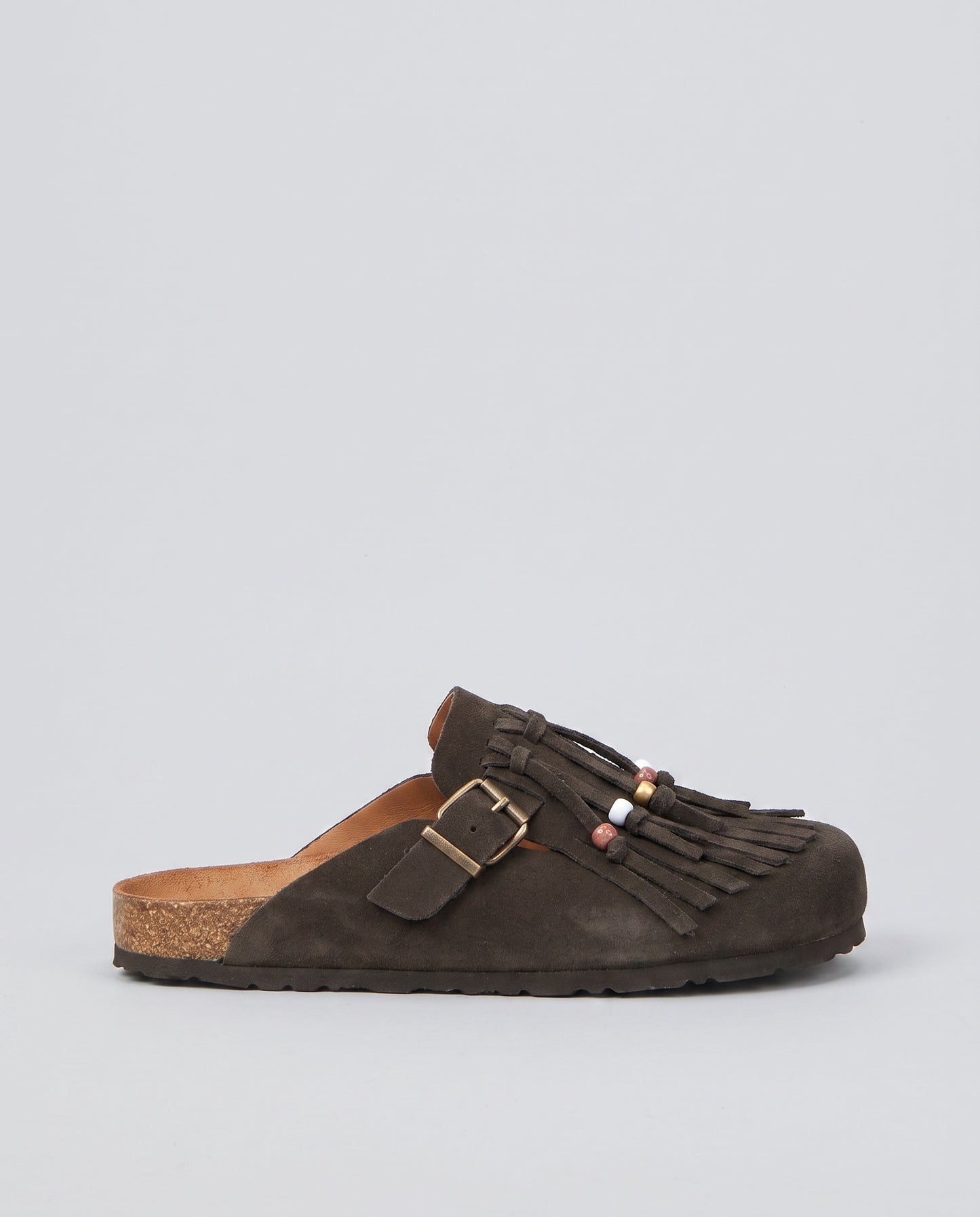 MULES IN CAMOSCIO TAUPE OVYE