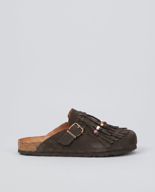 MULES IN CAMOSCIO TAUPE OVYE