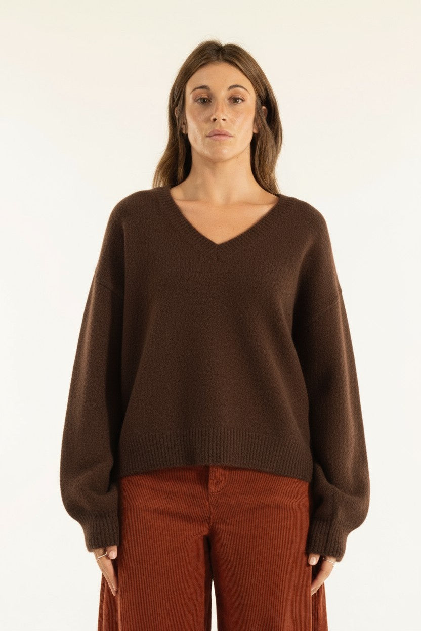 Maglia Scollo A V Palme Strass MORO KONTATTO