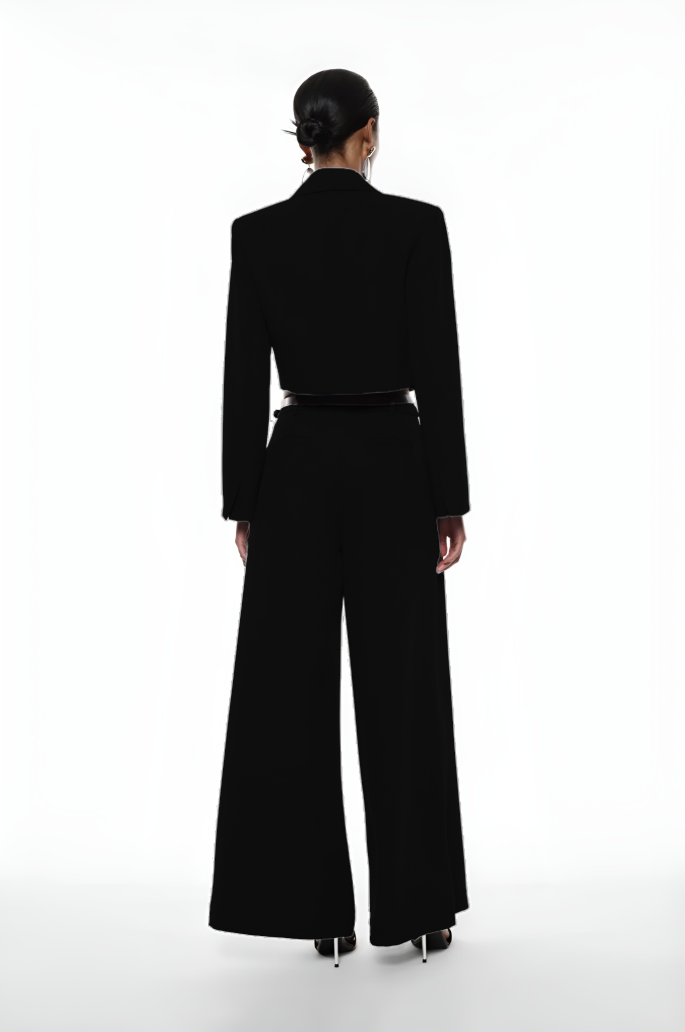 PANTALONI  PALAZZO P6C1KER NERO IMPERIAL.