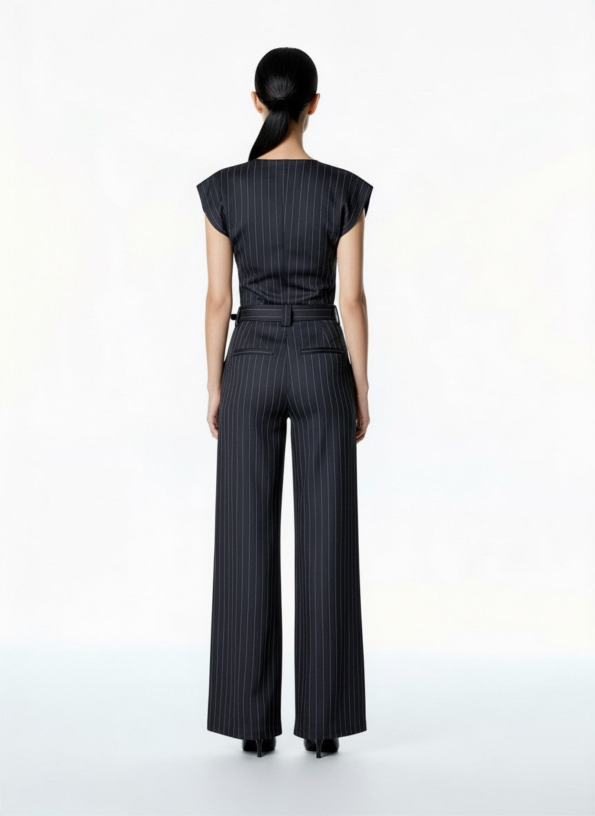 PANTALONE PALAZZO GESSATO GRIGIO 26P963 TENSIONE IN.