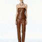 PANTALONE IN SIMILPELLE 26P573 TABACCO TENSIONE IN.