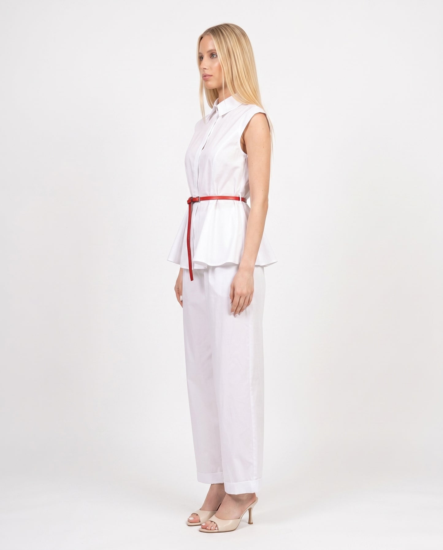 PANTALONE DRITTO CON RISVOLTO 26P4936 BIANCO TENSIONE IN.