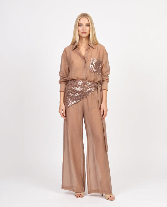 PANTALONE BANDANA PAILLETTES PE260202 CAMM/BRONZO TENSIONE IN.