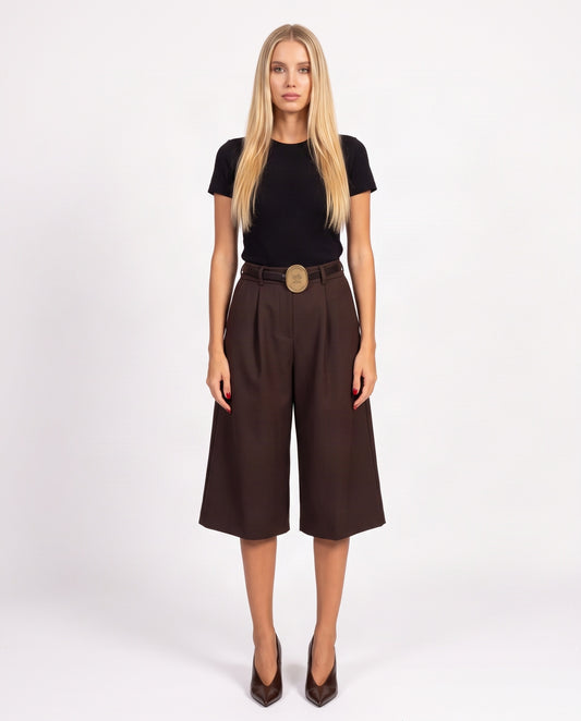 PANTALONE BERMUDA W26P498 MARRONE TENSIONE IN.