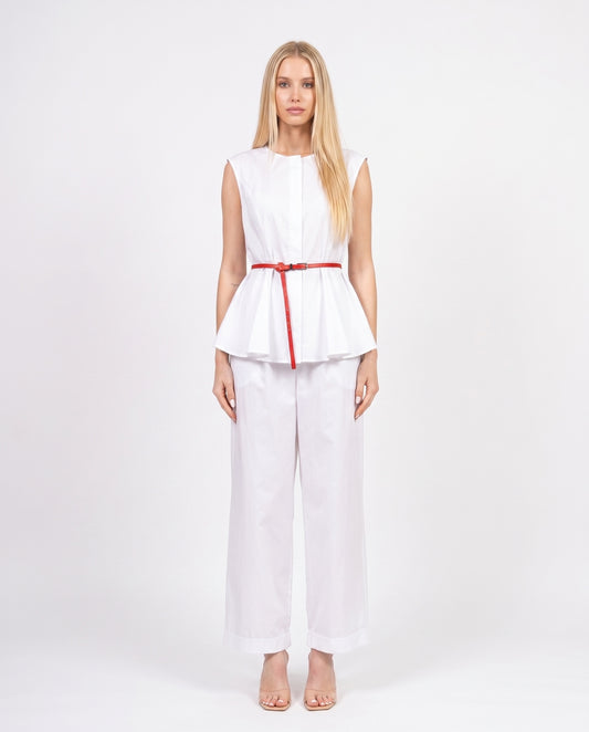 PANTALONE DRITTO CON RISVOLTO 26P4936 BIANCO TENSIONE IN.