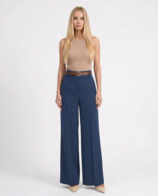 PANTALONE PALAZZO 26P3758 BLU MOTEL.