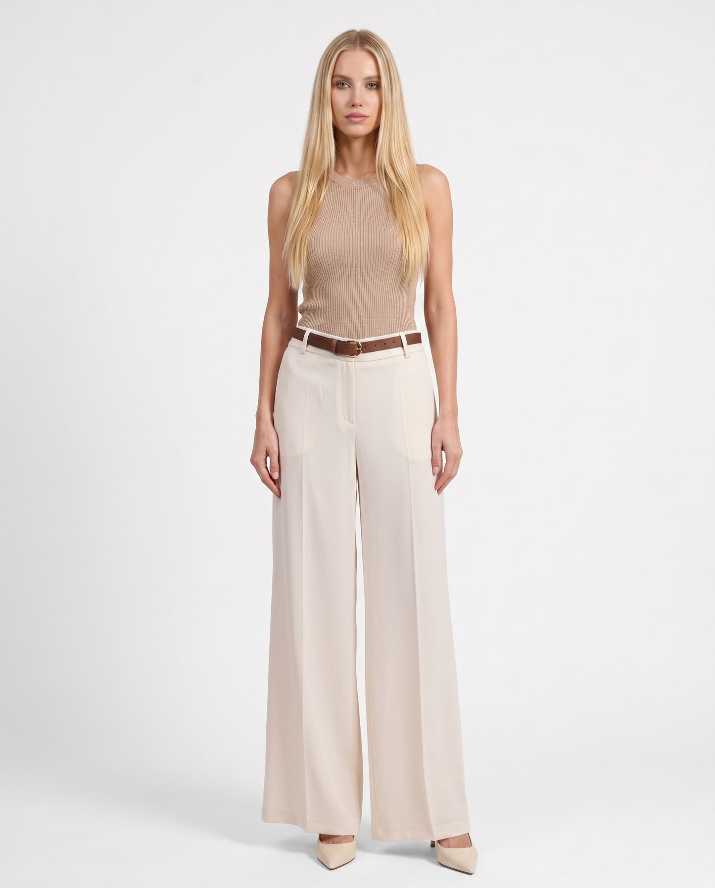 PANTALONE PALAZZO 26P3758 PANNA MOTEL.