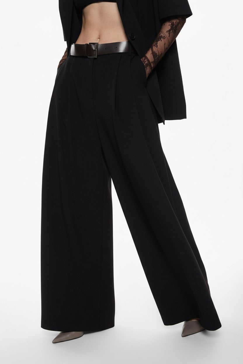 PANTALONI-A-VITA-ALTA-CON-PIENCES-P3U0KICM57-NERO-IMPERIAL 2