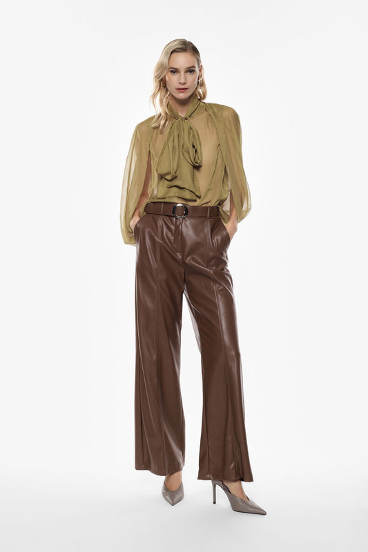 PANTALONI IN SIMILPELLE  P6B9KGJC TABACCO IMPERIAL.