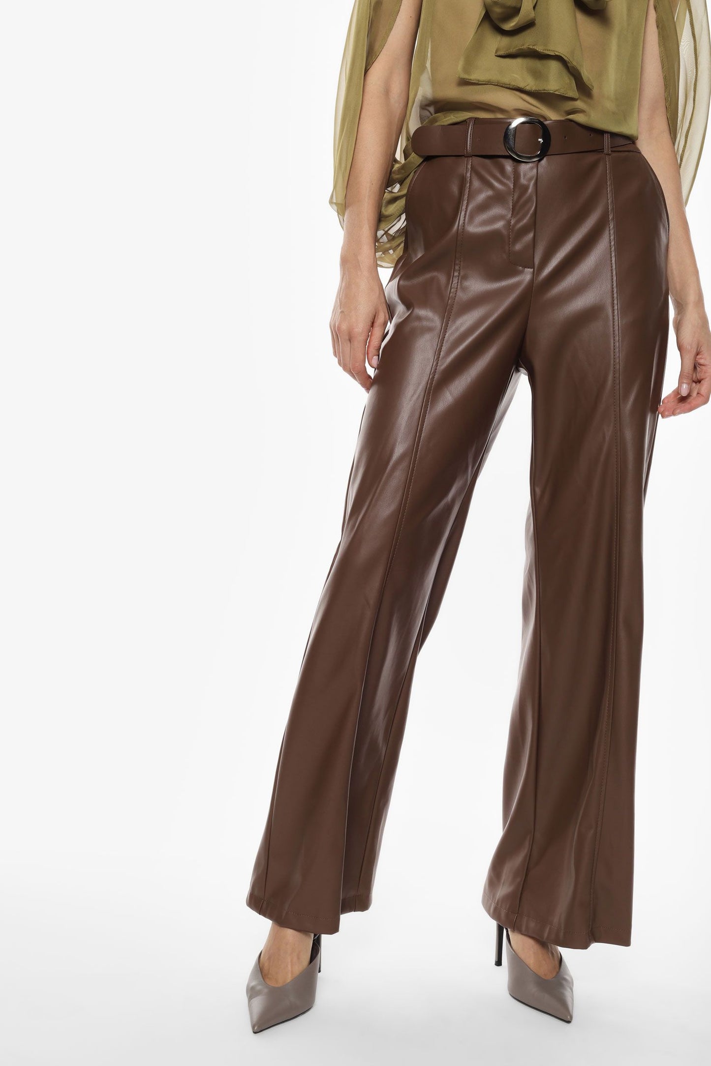 PANTALONI IN SIMILPELLE  P6B9KGJC TABACCO IMPERIAL.