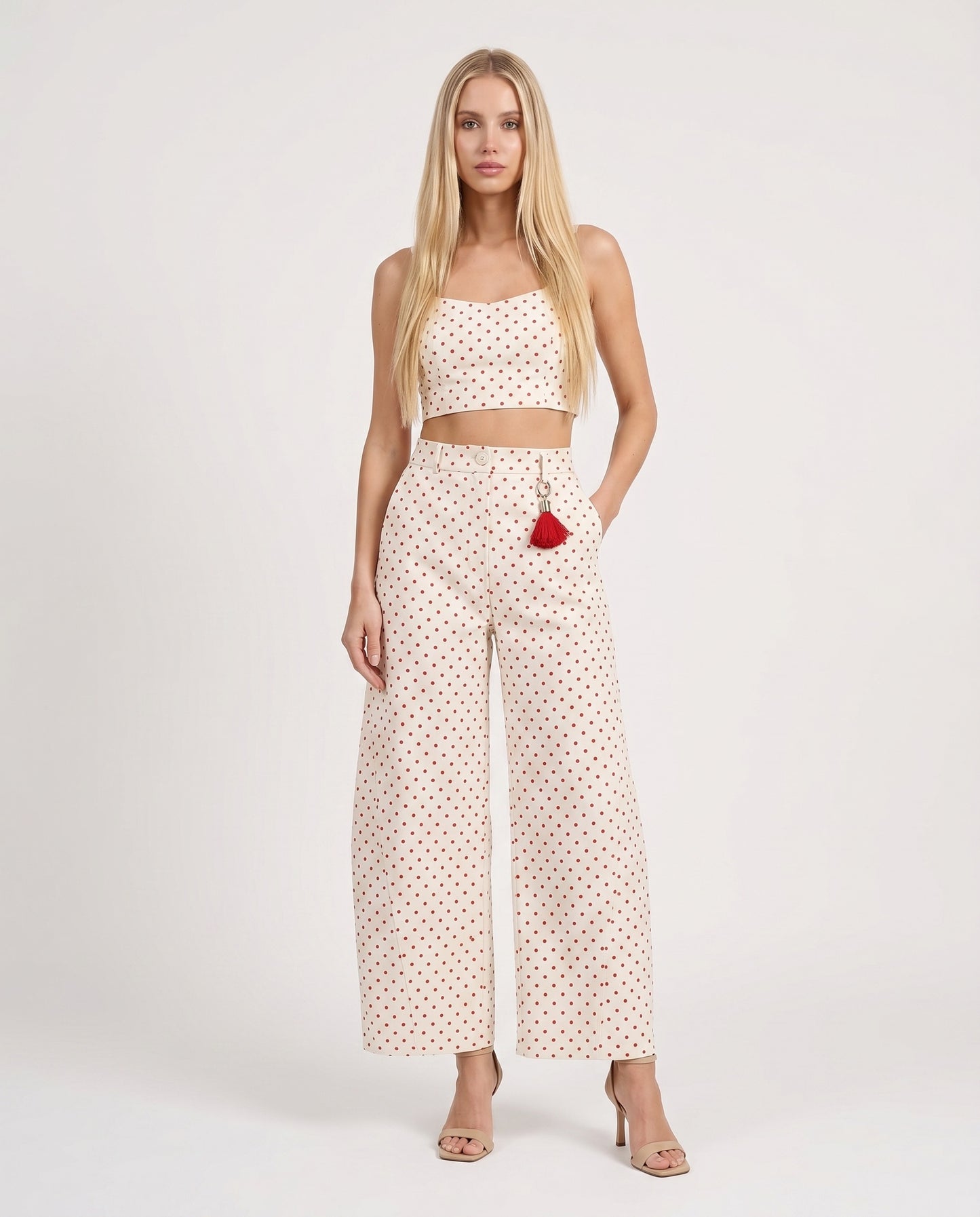 PANTALONI P7H5LTYC PANNA/ROSSO IMPERIAL.