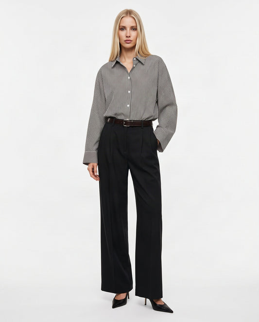 PANTALONI PALAZZO P1U5MIC NERO IMPERIAL.