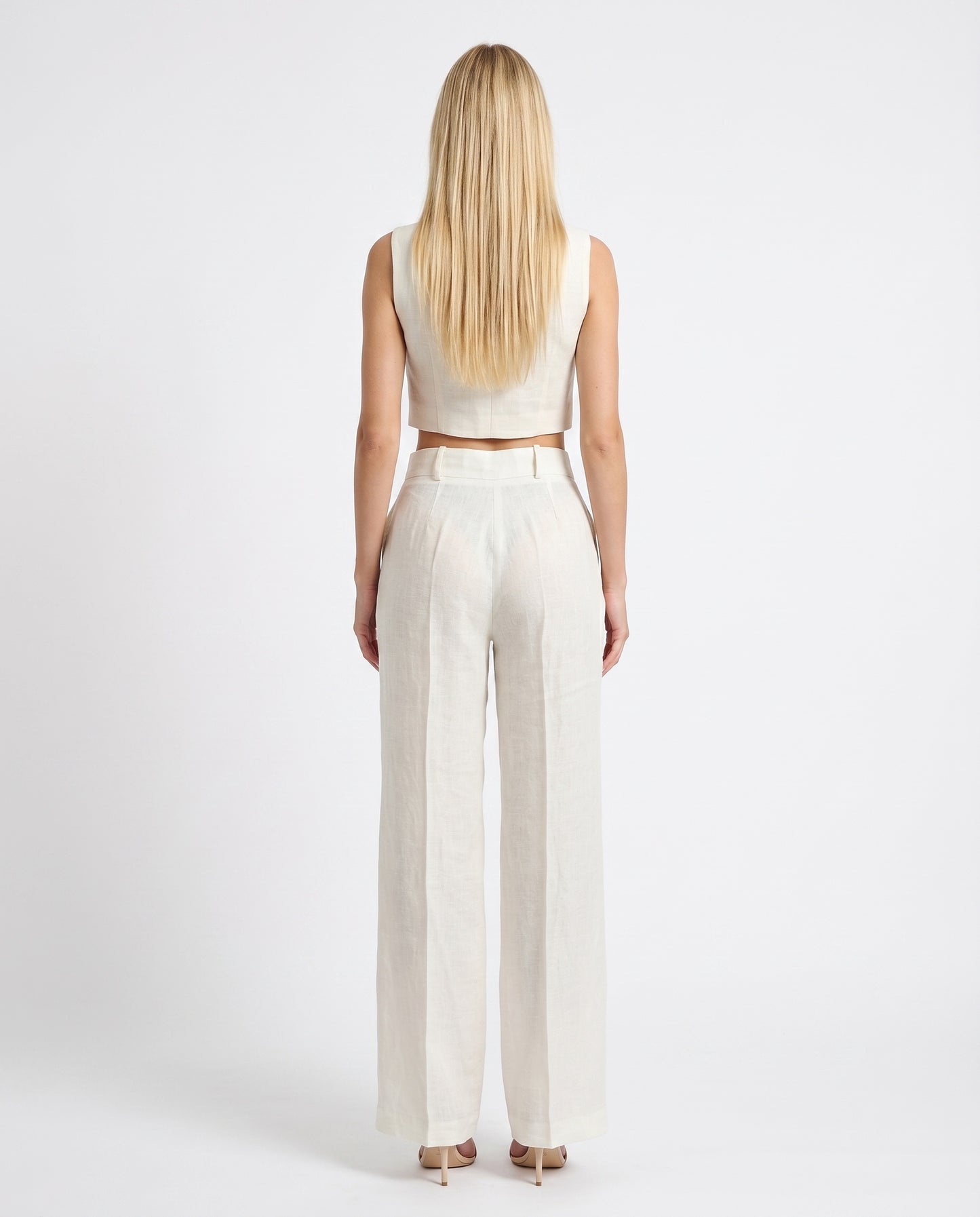 PANTALONI IN LINO P9990100V BIANCO IMPERIAL.
