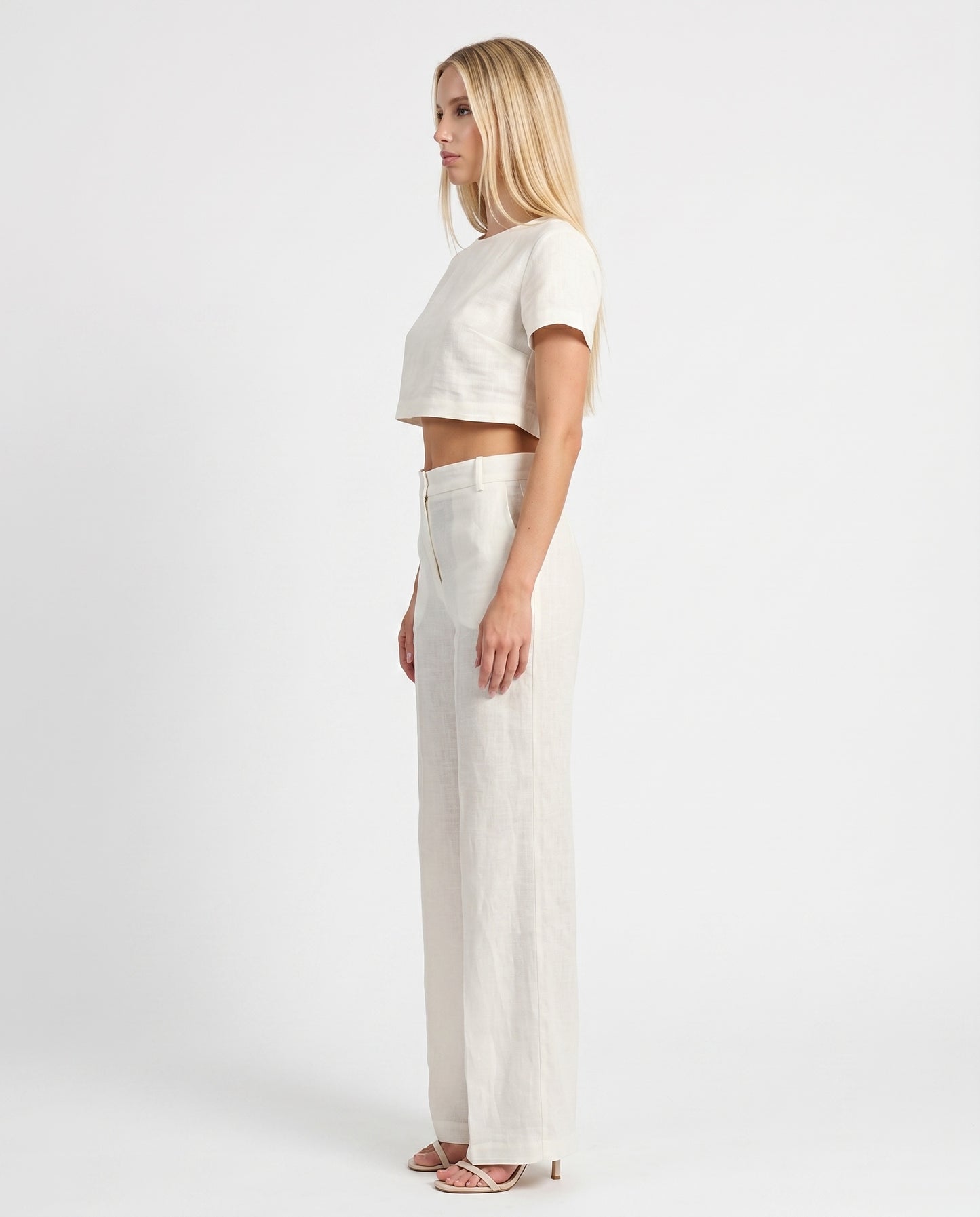 PANTALONI IN LINO P9990100V BIANCO IMPERIAL.