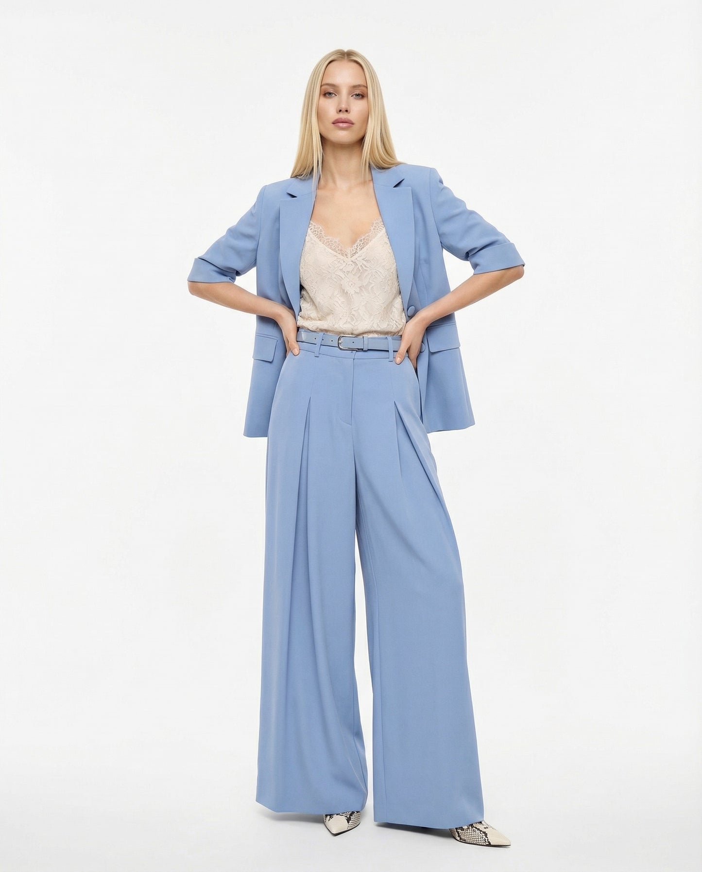 PANTALONI PALAZZO A VITA ALTA PEZ3LHXC CERULEO IMPERIAL.