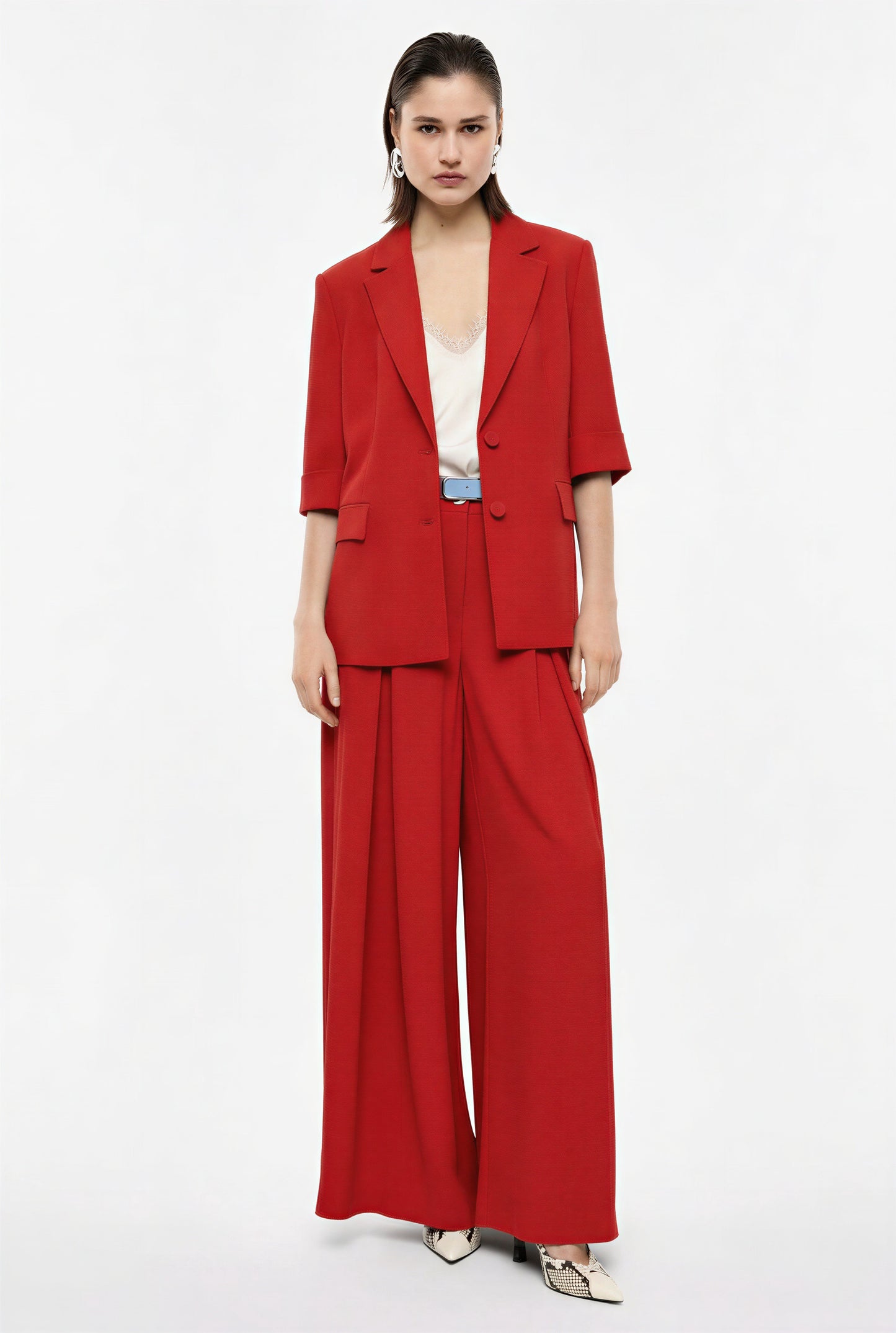 PANTALONI PALAZZO A VITA ALTA PEZ3LHXC ROSSO IMPERIAL.