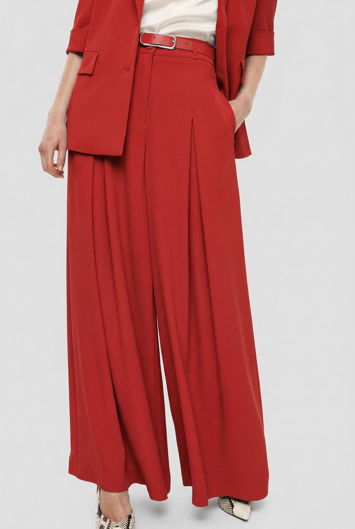 PANTALONI PALAZZO A VITA ALTA PEZ3LHXC ROSSO IMPERIAL.