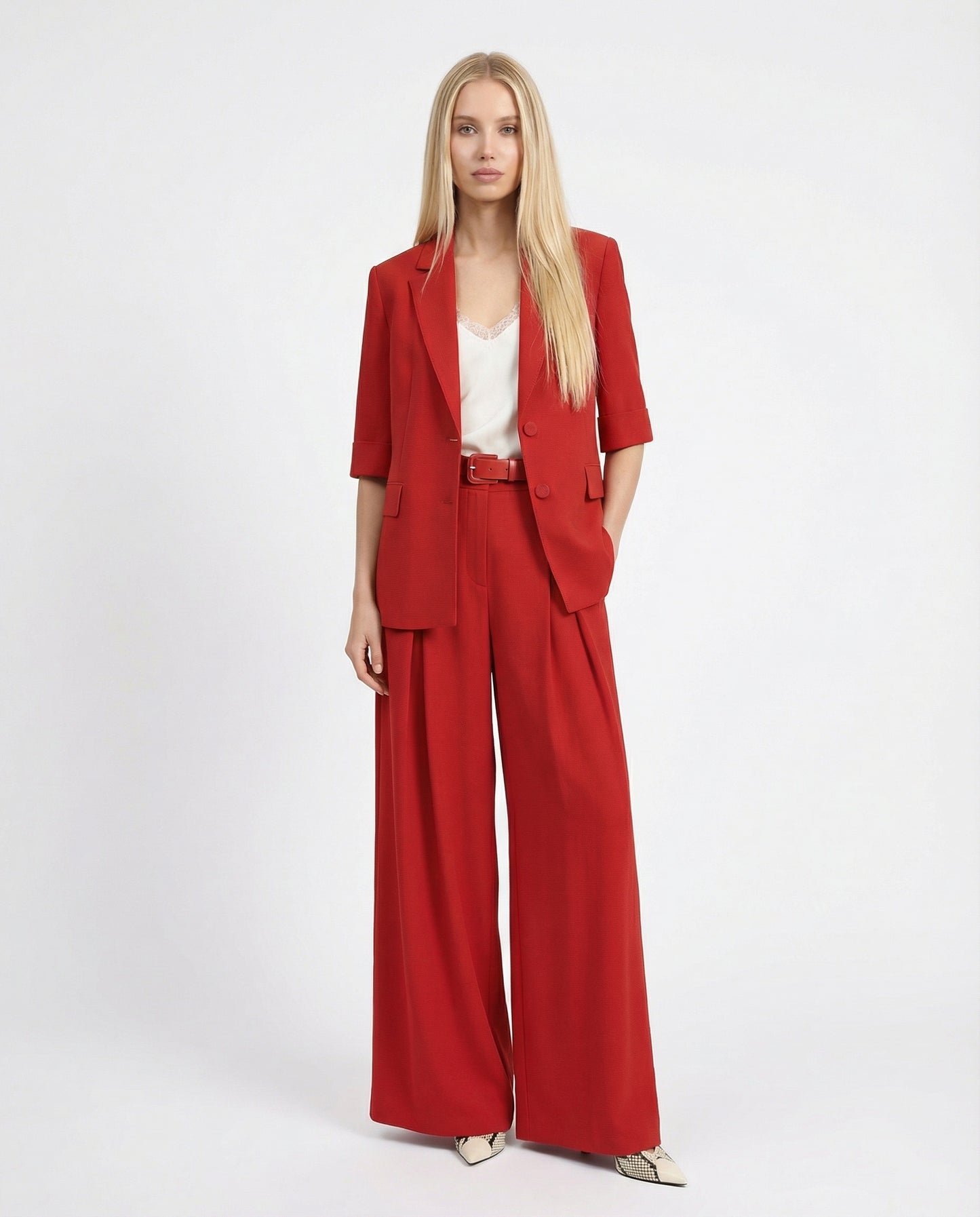 PANTALONI PALAZZO A VITA ALTA PEZ3LHXC ROSSO IMPERIAL.