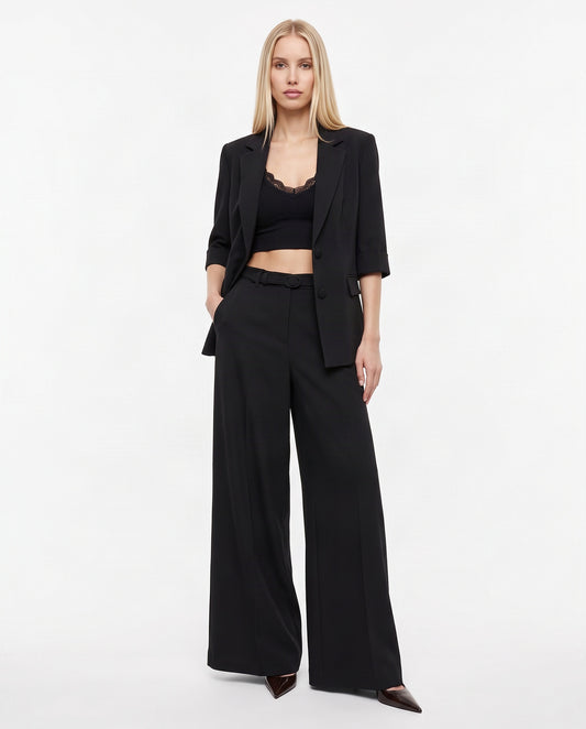 PANTALONI PALAZZO P7J7MHXC NERO IMPERIAL.