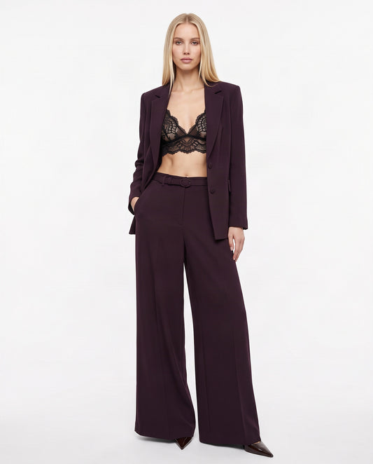 PANTALONI PALAZZO P7J7MHXC PLUM NOIR IMPERIAL.