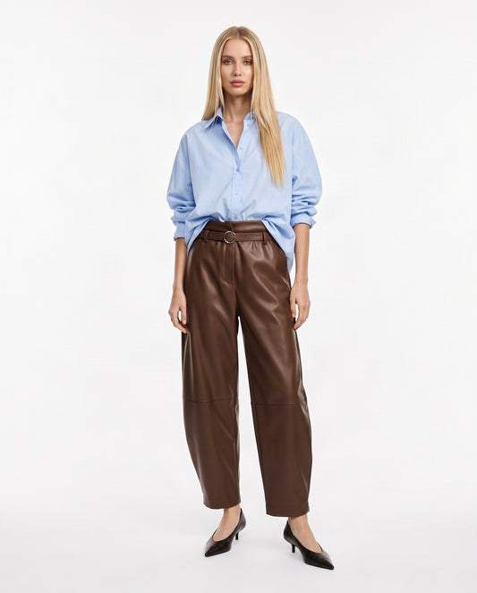 PANTALONI SIMILPELLE P8F0MGJC TABACCO IMPERIAL.