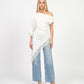 T-SHIRT ASIMMETRICA CON PIZZO PE260198 PANNA TENSIONE IN.