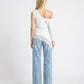 T-SHIRT ASIMMETRICA CON PIZZO PE260198 PANNA TENSIONE IN.