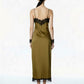 ABITO IN SATIN E PIZZO FW250040 OLIO TENSIONE IN.