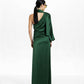 ABITO LUNGO IN SATIN W25A220 VERDE TENSIONE IN.