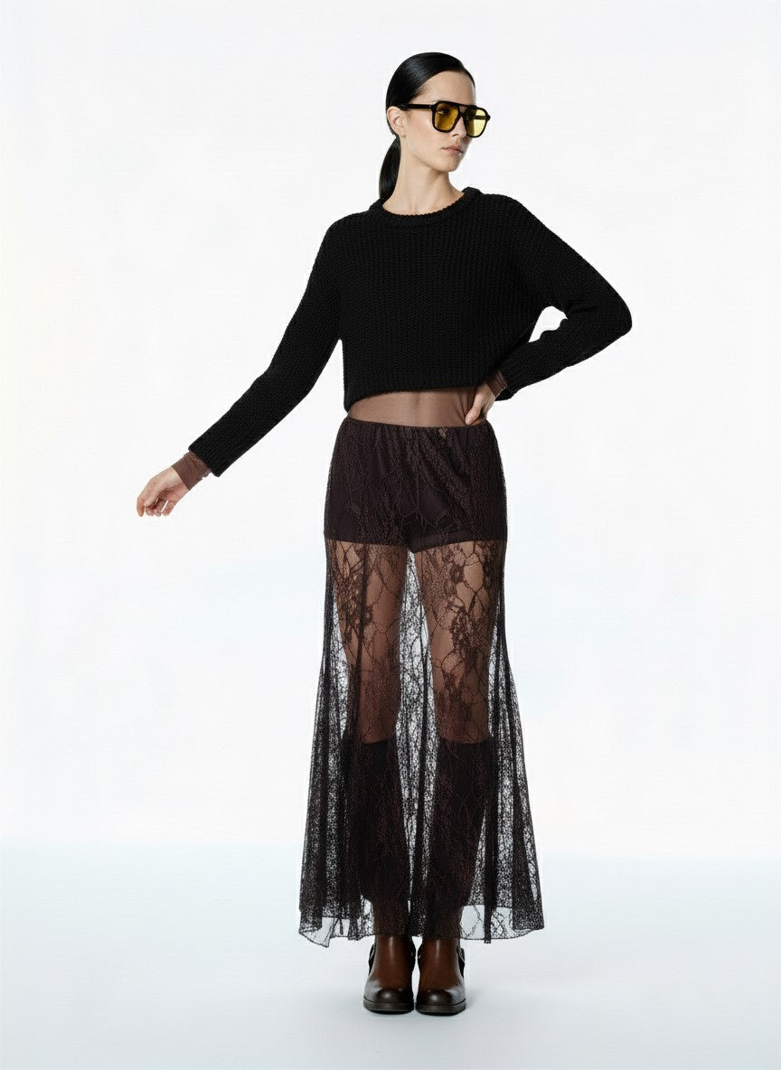 GONNA IN PIZZO FW250025 NERA TENSIONE IN.