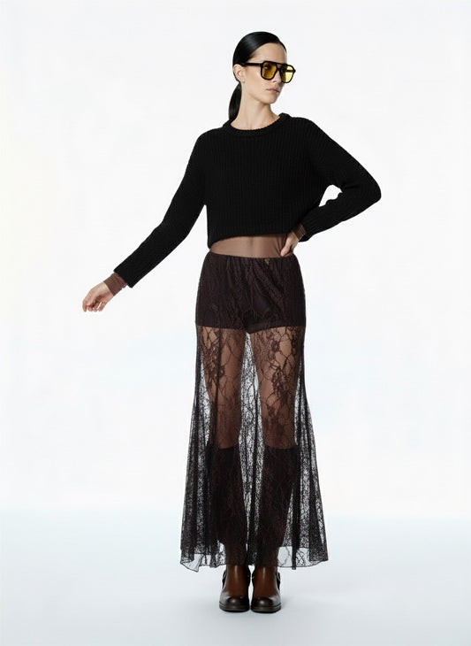 GONNA IN PIZZO FW250025 NERA TENSIONE IN.