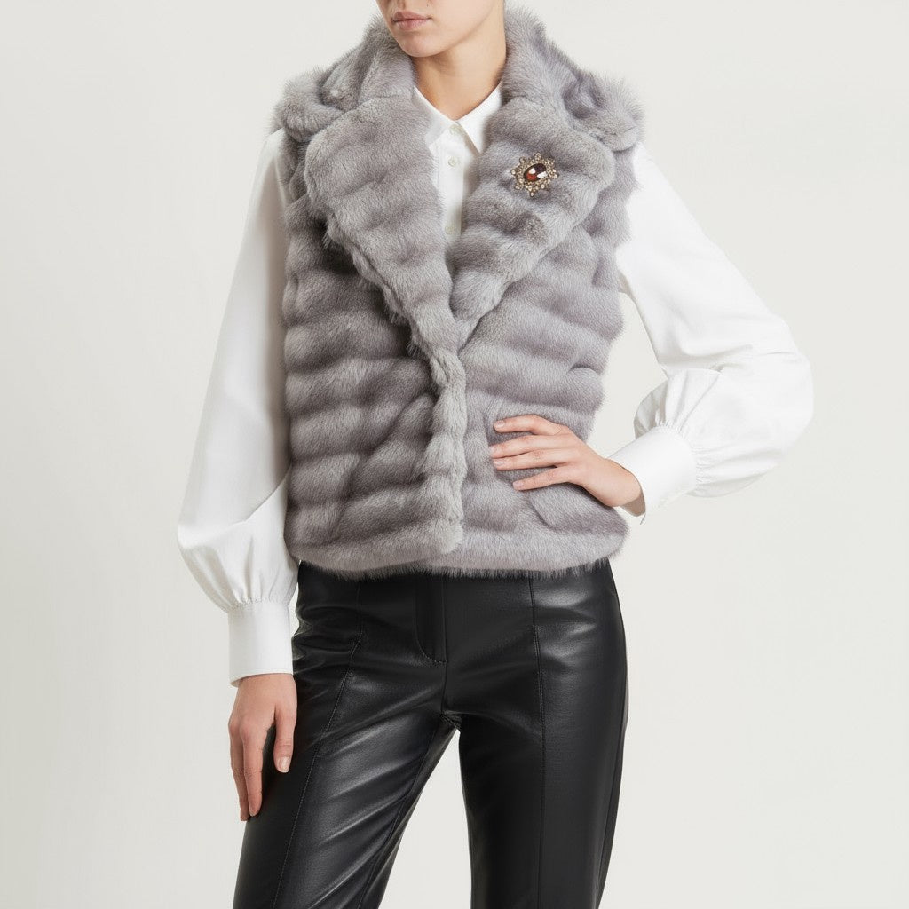 GILET ECOPELLICCIA W25J533 GRIGIO TENSIONE IN.